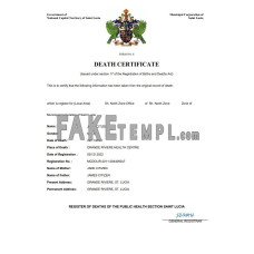 Saint Lucia fake death certificate Word and PDF template