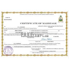 Saint Vincent and Grenadies fake marriage certificate Word and PDF template