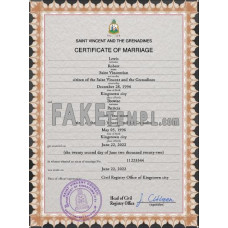 Saint Vincent and the Grenadines fake marriage certificate photoshop template PSD 