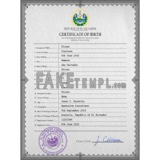 Salvador fake vital record birth certificate photoshop template PSD 