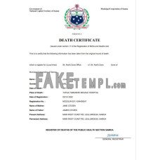 Samoa fake death certificate Word and PDF template