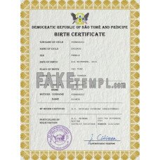 Sao Tome and Principe fake vital record birth certificate photoshop template PSD 