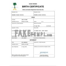 Saudi Arabia fake birth certificate Word and PDF template