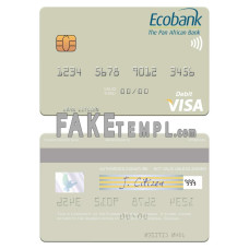 Senegal Ecobank Sénégal fake visa debit card photoshop template PSD