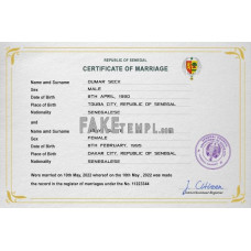 Senegal fake marriage certificate photoshop template PSD 