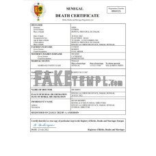 Senegal vital record fake death certificate Word and PDF template