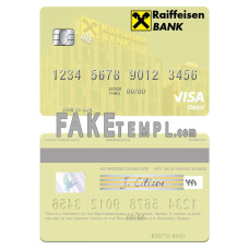 Serbia Raiffeisen banka a.d. Beograd fake visa debit card photoshop template PSD