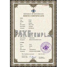 Seychelles fake vital record birth certificate photoshop template PSD 