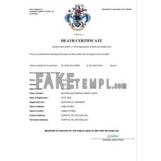 Seychelles vital record fake death certificate Word and PDF template