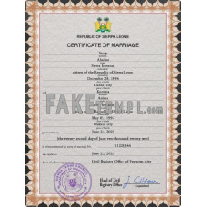 Sierra Leone fake marriage certificate photoshop template PSD 