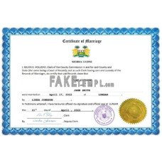 Sierra Leone fake marriage certificate Word and PDF template