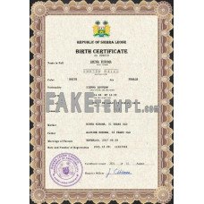 Sierra Leone fake vital record birth certificate photoshop template PSD 