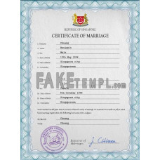 Singapore fake marriage certificate photoshop template PSD 