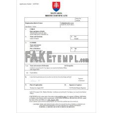 Slovakia fake birth certificate Word and PDF template