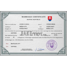 Slovakia fake marriage certificate photoshop template PSD 