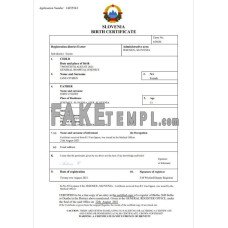 Slovenia fake birth certificate Word and PDF template