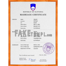 Slovenia fake marriage certificate photoshop template PSD 