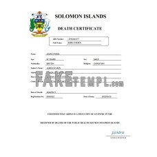 Solomon Islands vital record fake death certificate Word and PDF template