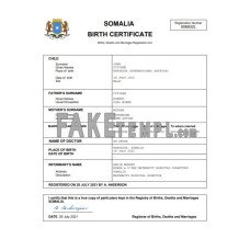 Somalia fake birth certificate Word and PDF template