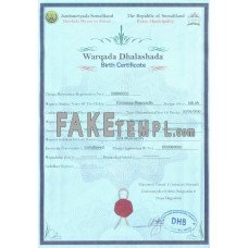 Somalia fake birth certificate photoshop template PSD 