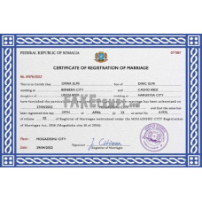 Somalia fake marriage certificate photoshop template PSD 