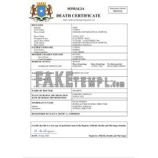 Somalia vital record fake death certificate Word and PDF template