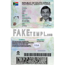 South Africa fake identity card photoshop template PSD 2013 - present 