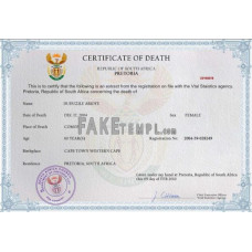 South Africa fake death certificate photoshop template PSD 