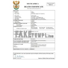 South Africa fake death certificate Word and PDF template