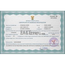 South Africa fake marriage certificate photoshop template PSD 