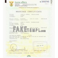 South Africa fake marriage certificate photoshop template PSD 