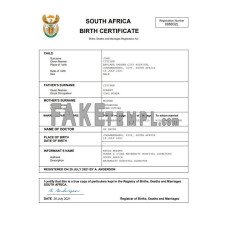 South Africa vital record fake birth certificate Word and PDF template