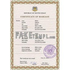 South Sudan fake marriage certificate photoshop template PSD 