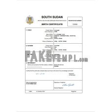 South Sudan vital record fake birth certificate Word and PDF template