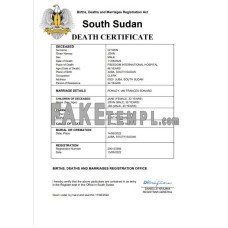 South Sudan vital record fake death certificate Word and PDF template