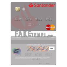 Spain Banco Santander fake mastercard photoshop template PSD