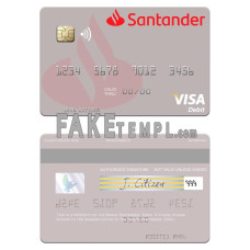 Spain Banco Santander fake visa credit card photoshop template PSD