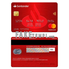 Spain Santander bank fake mastercard photoshop template PSD