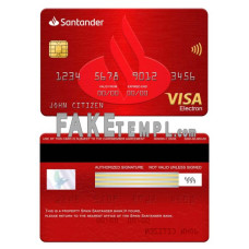 Spain Santander bank fake visa electron card photoshop template PSD