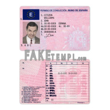 Spain fake driving license photoshop template PSD