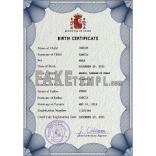 Spain fake vital record birth certificate photoshop template PSD 