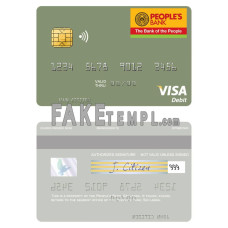 Sri Lanka People’s Bank fake visa debit card photoshop template PSD