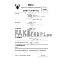 Sudan fake birth certificate Word and PDF template