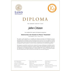 Sweden Lund University and K2 The Swedish Knowledge Centre Course fake diploma template PSD - fully editable Photoshop template