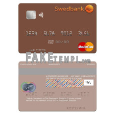 Sweden Swedbank fake mastercard photoshop template PSD