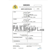 Sweden fake birth certificate Word and PDF template