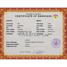 Sweden fake marriage certificate photoshop template PSD 