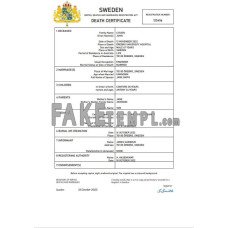 Sweden vital record fake death certificate Word and PDF template