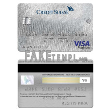 Switzerland Credit Suisse bank fake visa platinum card photoshop template PSD