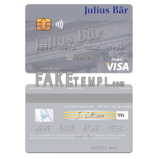 Switzerland Julius Baer Group AG fake visa debit card photoshop template PSD